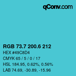 カラーコード: RGB 73.7 200.6 212 | qconv.com