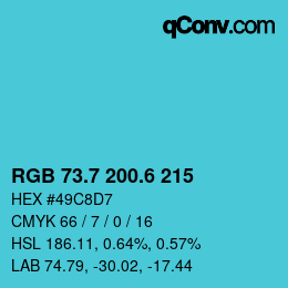 カラーコード: RGB 73.7 200.6 215 | qconv.com