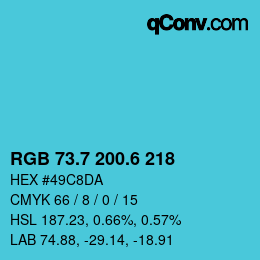 カラーコード: RGB 73.7 200.6 218 | qconv.com