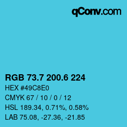 カラーコード: RGB 73.7 200.6 224 | qconv.com
