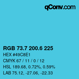 カラーコード: RGB 73.7 200.6 225 | qconv.com