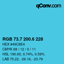 カラーコード: RGB 73.7 200.6 228 | qconv.com