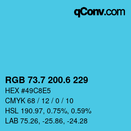 カラーコード: RGB 73.7 200.6 229 | qconv.com