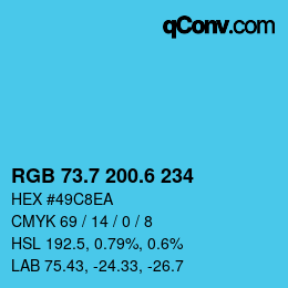 カラーコード: RGB 73.7 200.6 234 | qconv.com