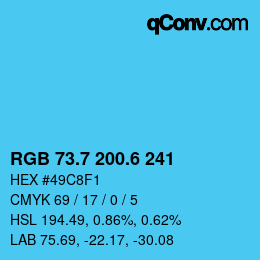 カラーコード: RGB 73.7 200.6 241 | qconv.com