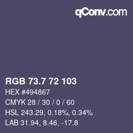 カラーコード: RGB 73.7 72 103 | qconv.com