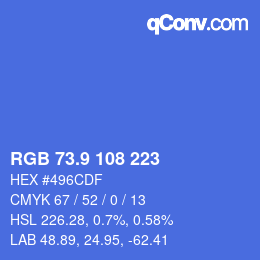カラーコード: RGB 73.9 108 223 | qconv.com