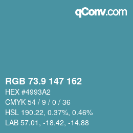 カラーコード: RGB 73.9 147 162 | qconv.com