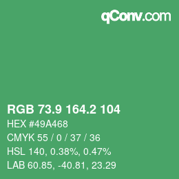 カラーコード: RGB 73.9 164.2 104 | qconv.com