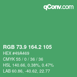 カラーコード: RGB 73.9 164.2 105 | qconv.com