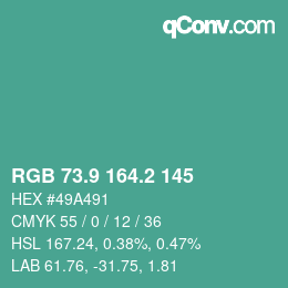 Color code: RGB 73.9 164.2 145 | qconv.com