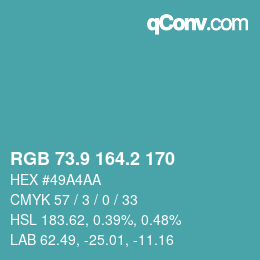 Color code: RGB 73.9 164.2 170 | qconv.com