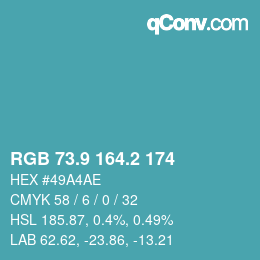 Color code: RGB 73.9 164.2 174 | qconv.com