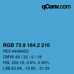 Color code: RGB 73.9 164.2 210 | qconv.com