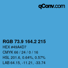 Color code: RGB 73.9 164.2 215 | qconv.com