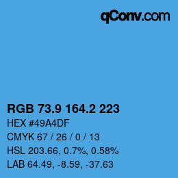 Color code: RGB 73.9 164.2 223 | qconv.com