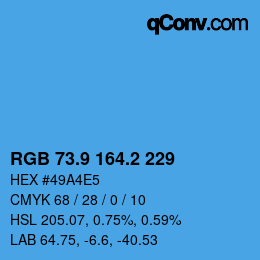 Color code: RGB 73.9 164.2 229 | qconv.com