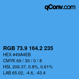 Farbcode: RGB 73.9 164.2 235 | qconv.com