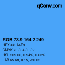Color code: RGB 73.9 164.2 249 | qconv.com