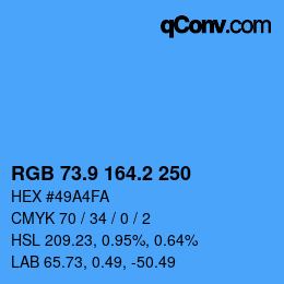 Color code: RGB 73.9 164.2 250 | qconv.com