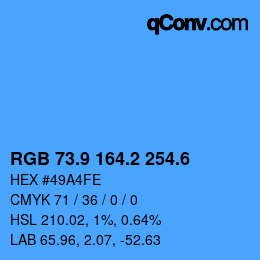 カラーコード: RGB 73.9 164.2 254.6 | qconv.com