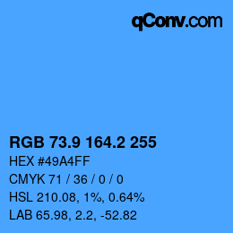 Color code: RGB 73.9 164.2 255 | qconv.com