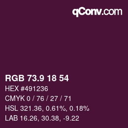 Color code: RGB 73.9 18 54 | qconv.com