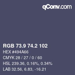 Color code: RGB 73.9 74.2 102 | qconv.com