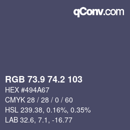 Color code: RGB 73.9 74.2 103 | qconv.com