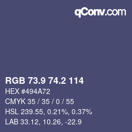 カラーコード: RGB 73.9 74.2 114 | qconv.com