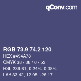 Farbcode: RGB 73.9 74.2 120 | qconv.com