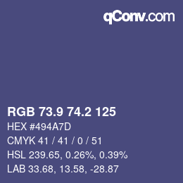カラーコード: RGB 73.9 74.2 125 | qconv.com