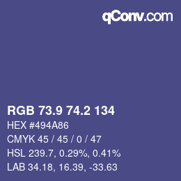 カラーコード: RGB 73.9 74.2 134 | qconv.com