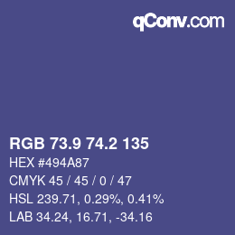 カラーコード: RGB 73.9 74.2 135 | qconv.com