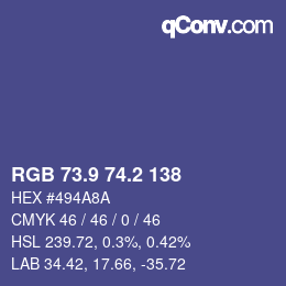Color code: RGB 73.9 74.2 138 | qconv.com