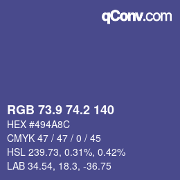 カラーコード: RGB 73.9 74.2 140 | qconv.com