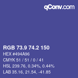 カラーコード: RGB 73.9 74.2 150 | qconv.com