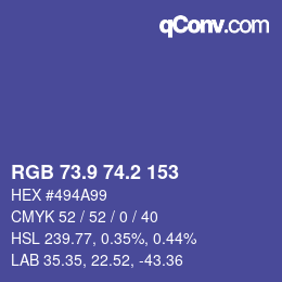 カラーコード: RGB 73.9 74.2 153 | qconv.com