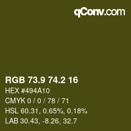 Color code: RGB 73.9 74.2 16 | qconv.com