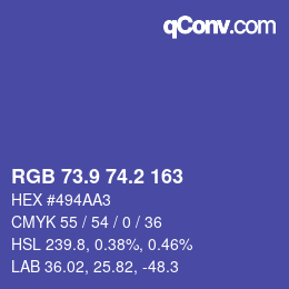 カラーコード: RGB 73.9 74.2 163 | qconv.com