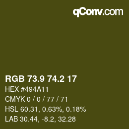 カラーコード: RGB 73.9 74.2 17 | qconv.com