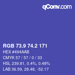 カラーコード: RGB 73.9 74.2 171 | qconv.com
