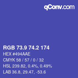 カラーコード: RGB 73.9 74.2 174 | qconv.com