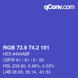 カラーコード: RGB 73.9 74.2 191 | qconv.com