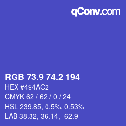 カラーコード: RGB 73.9 74.2 194 | qconv.com