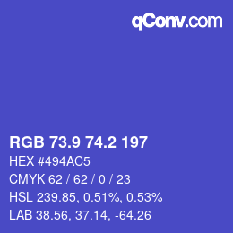 カラーコード: RGB 73.9 74.2 197 | qconv.com