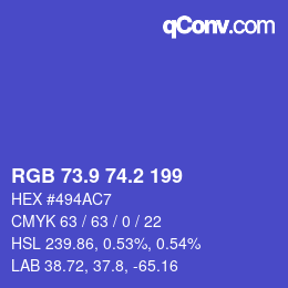 カラーコード: RGB 73.9 74.2 199 | qconv.com