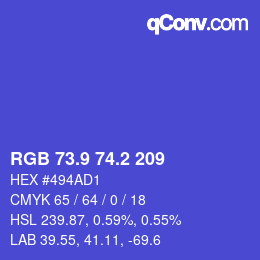 カラーコード: RGB 73.9 74.2 209 | qconv.com