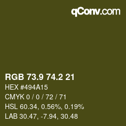 Color code: RGB 73.9 74.2 21 | qconv.com