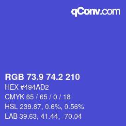カラーコード: RGB 73.9 74.2 210 | qconv.com